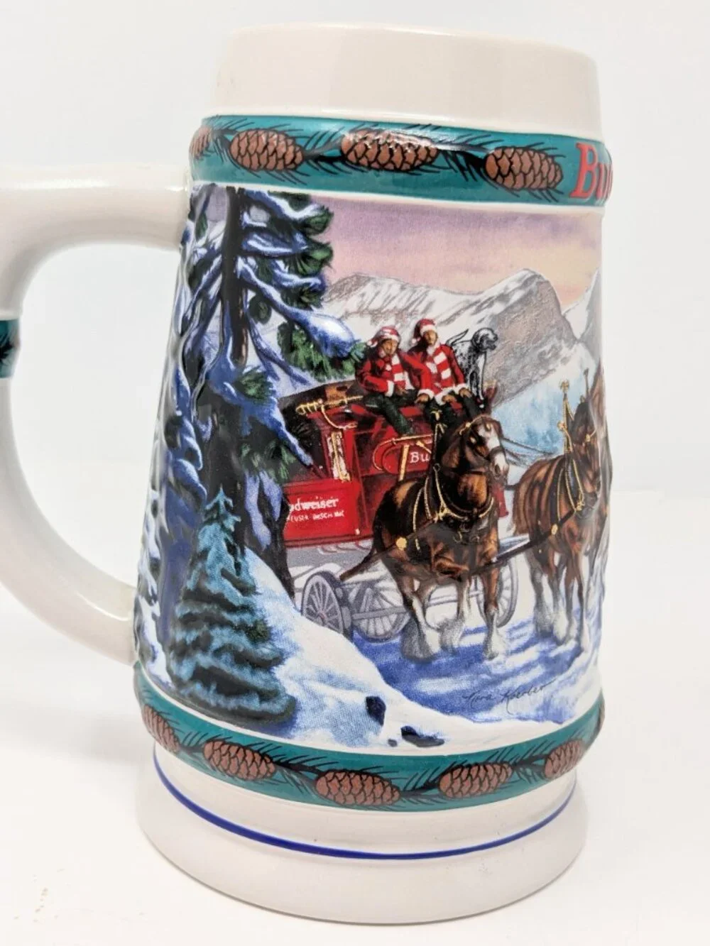Budweiser Holiday Stein 1993 Collection Special Delivery Nora Koerber Clyesdales